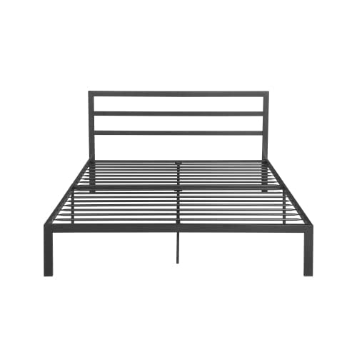 14 Inch Queen Size Black Metal Platform Bed with Spindle Headboard R3597