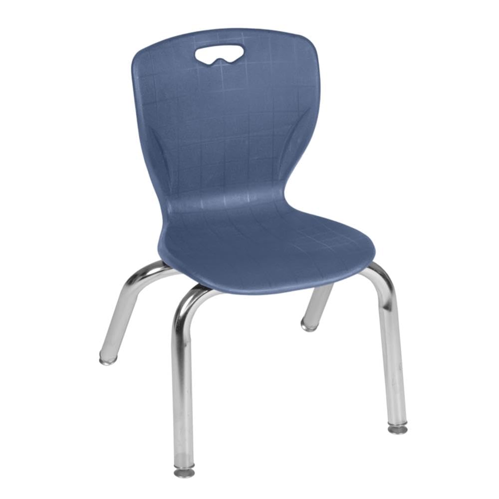 42" Square Mobile Table with 4 Blue Stack Chairs J87309
