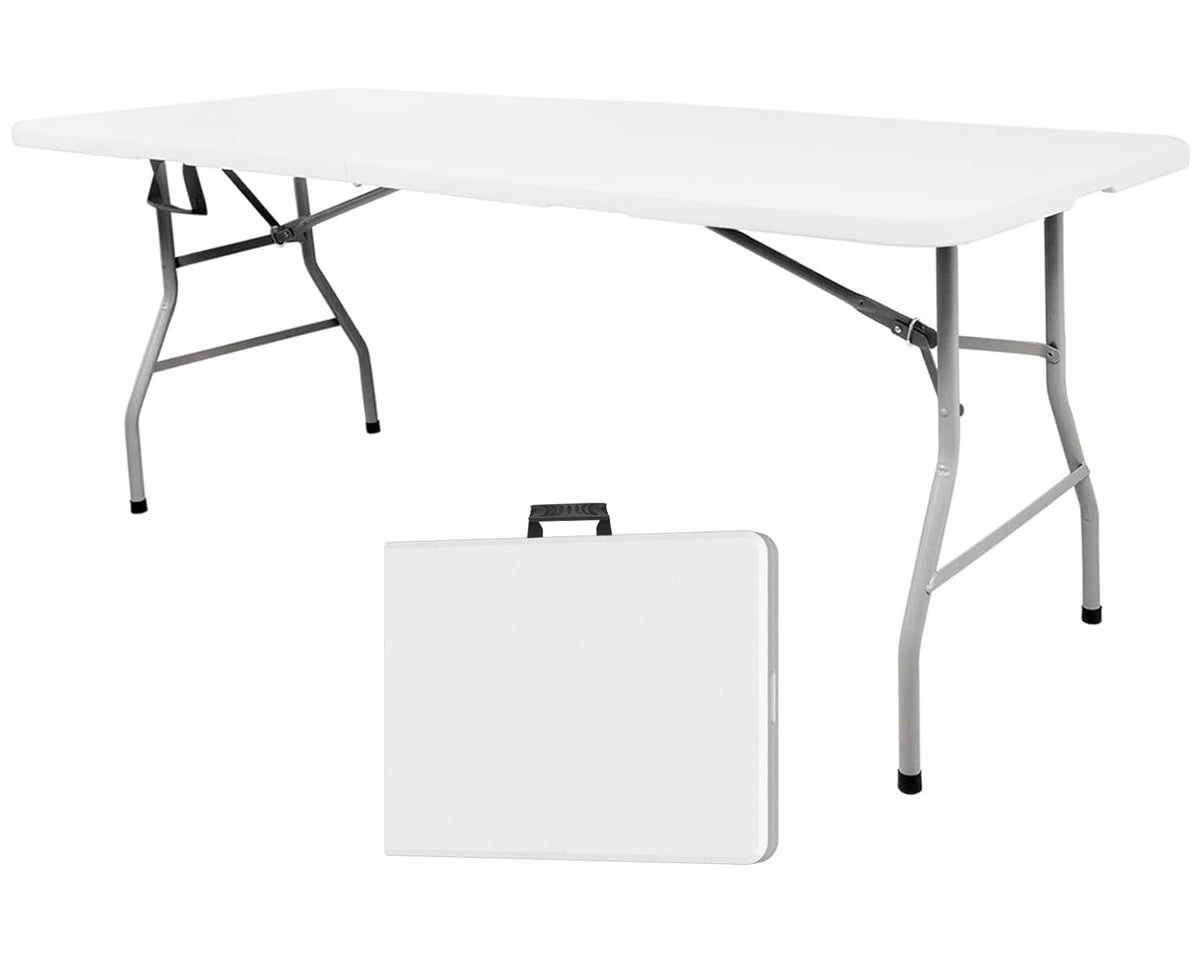 6ft White Folding Plastic Table with Handle E788