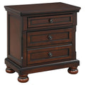 Brown Cherry 3 Drawer Wood Nightstand W50077