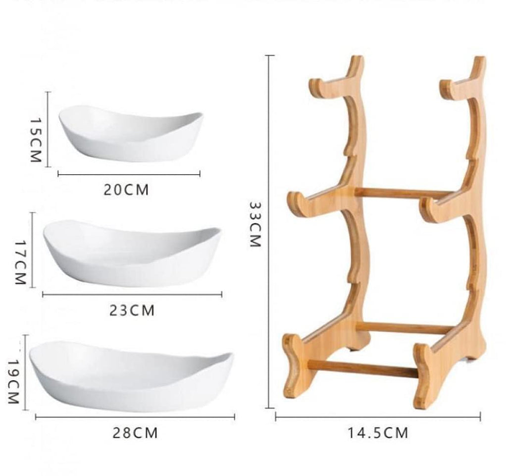 3 Tier Ceramic Fruit Basket with Holder D3824