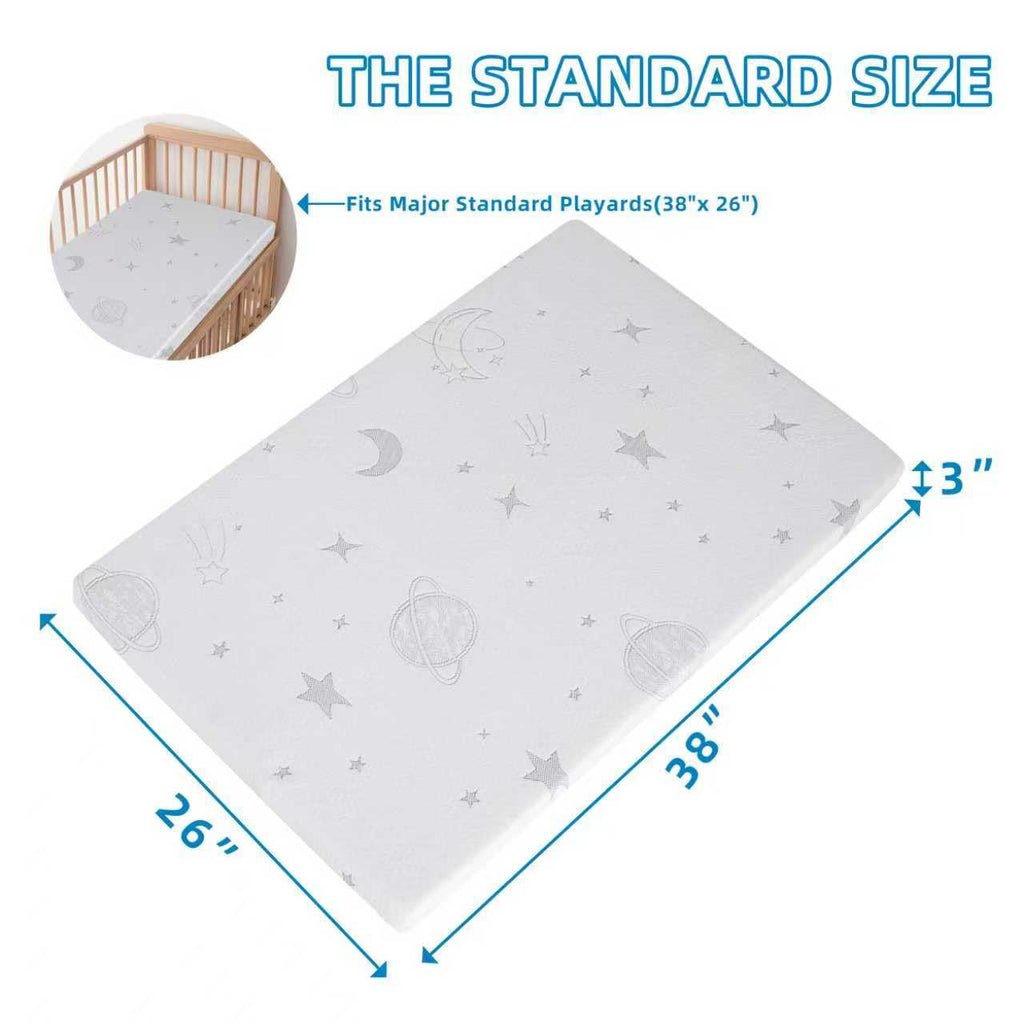 Pack and Play Mattress Pad 38"x26"x3" Dual-Sided R982