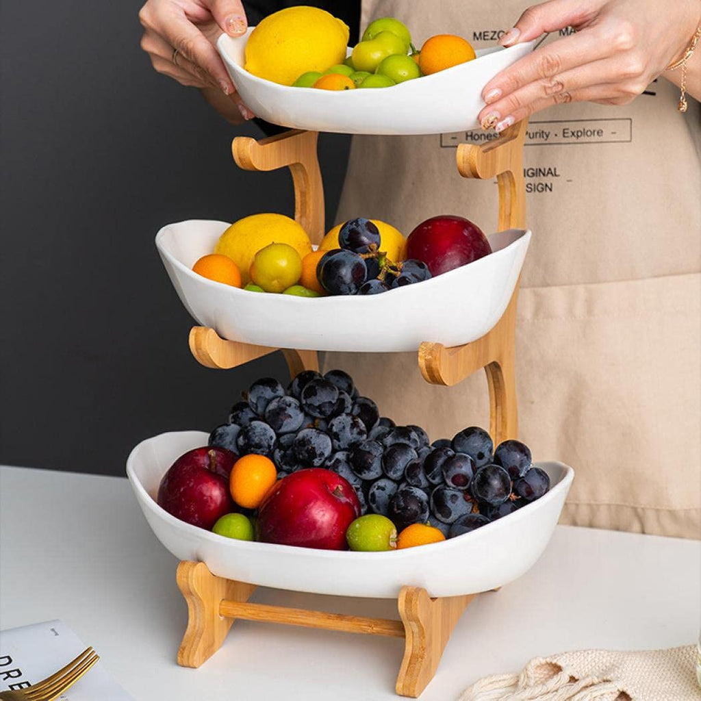 3 Tier Ceramic Fruit Basket with Holder D3824