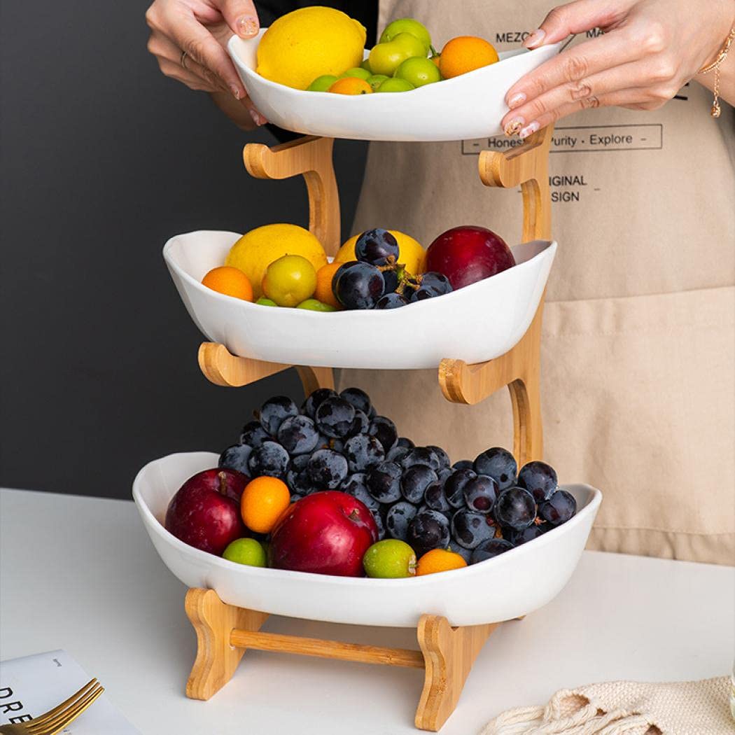 3 Tier Ceramic Fruit Basket with Holder D3824