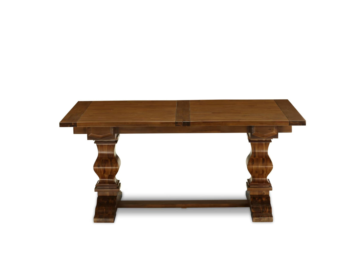 9 Piece Walnut Dining Room Set with 8 Grey Linen Chairs I4886