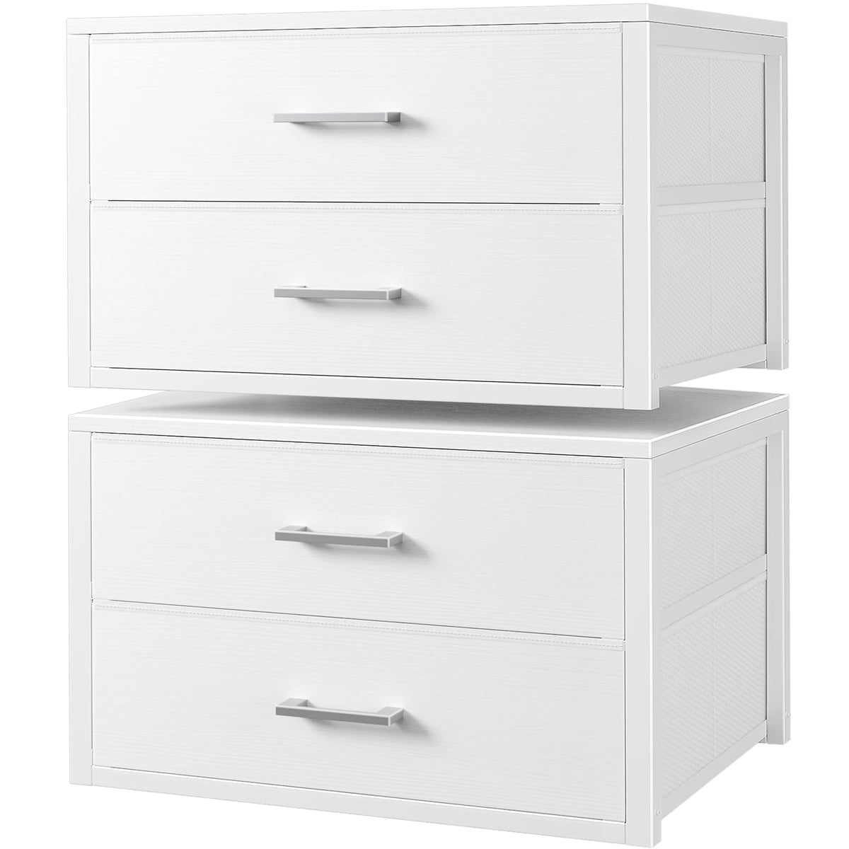 White 2 Drawer Fabric Storage Dresser Z16603