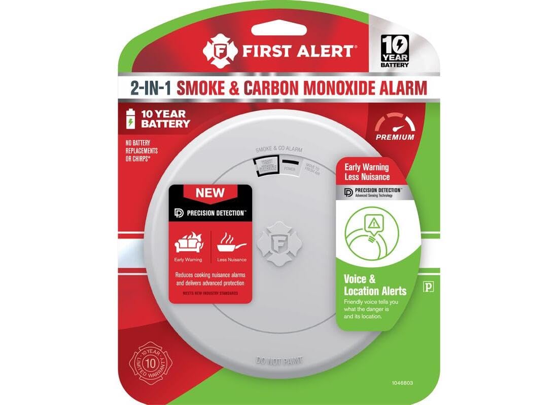 10 Year Battery-Powered Photoelectric Smoke and Carbon Monoxide Detector A677