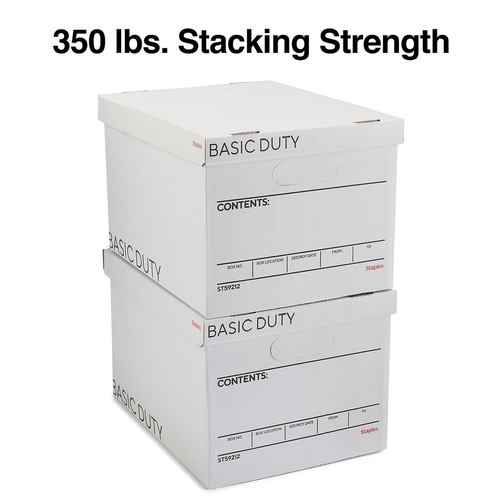 Storage & Filing Box with Handles & Removable Lid, Letter & Legal, Stackable, 20-Pack X292443