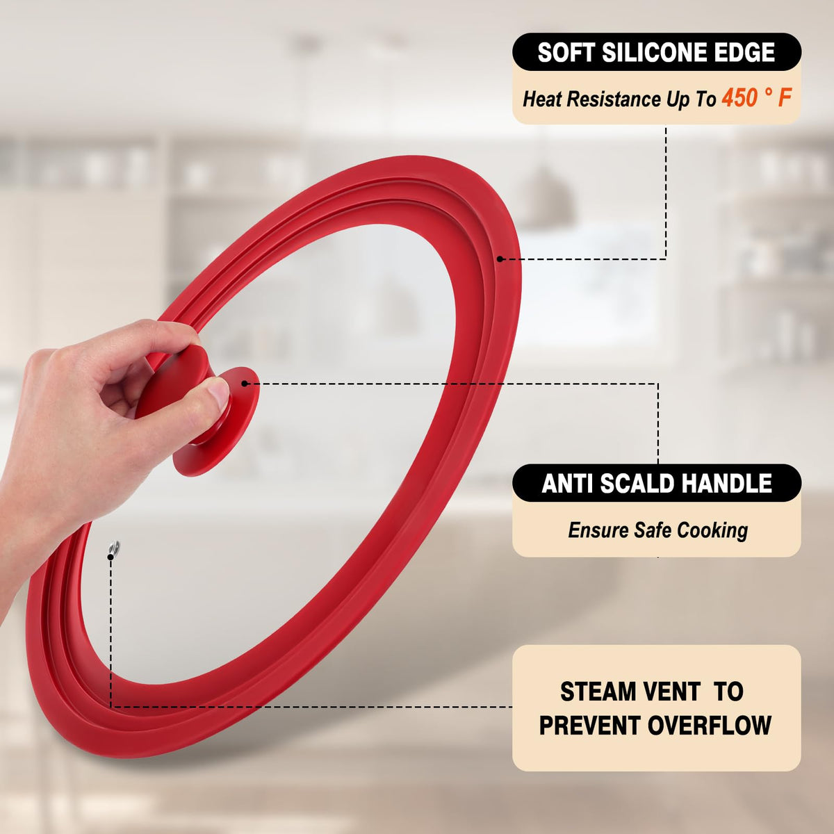 Universal Tempered Glass Pan Lid with Silicone Edge E51501