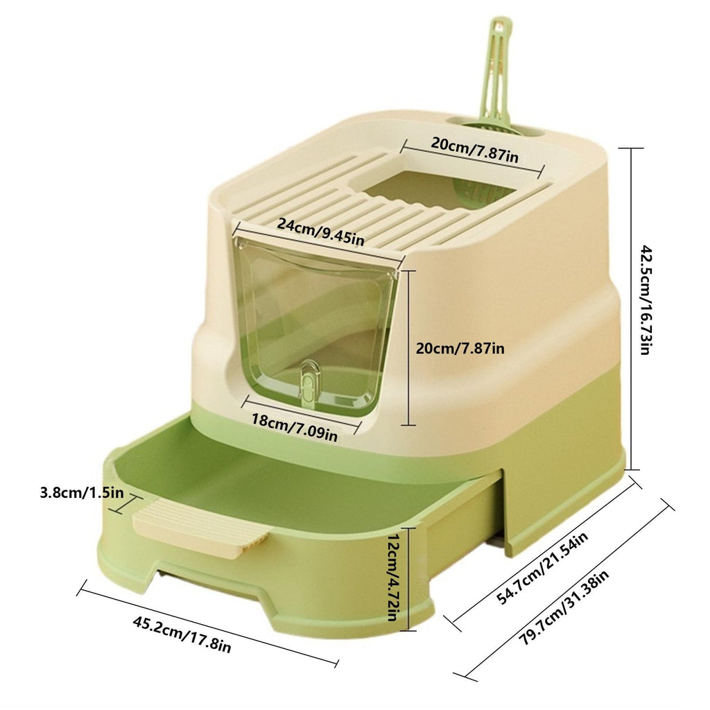 Enclosed Plastic Cat Litter Box with Lid and Scoop V879