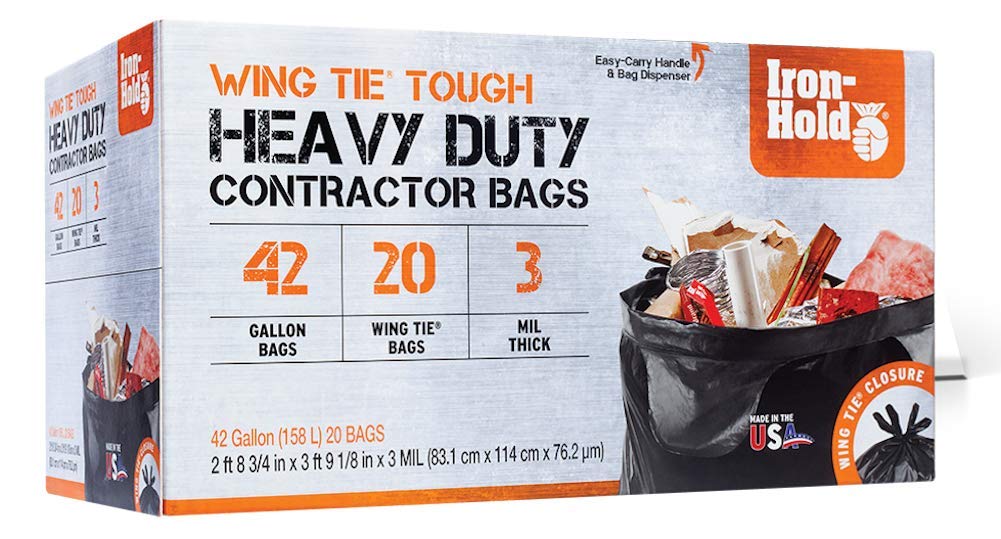 42 Gallon 20 Bags Black Heavy Duty Trash Bags F867884