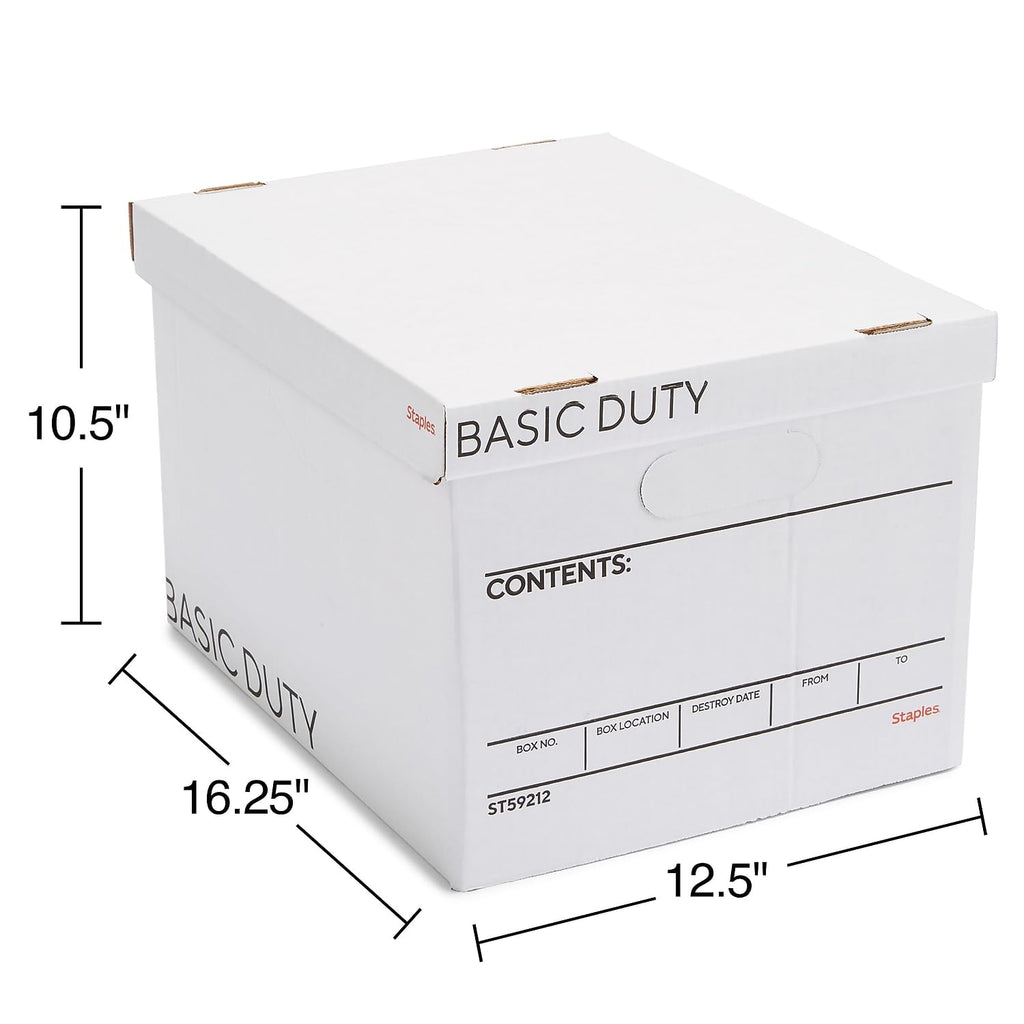 Storage & Filing Box with Handles & Removable Lid, Letter & Legal, Stackable, 20-Pack X292443