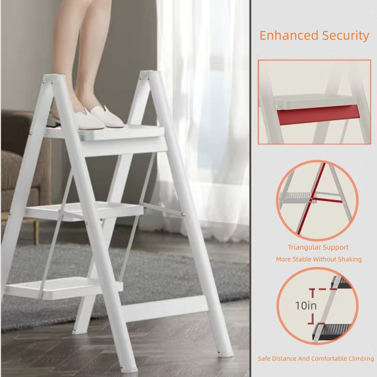 Folding 3 Step Stool with Anti-Slip Pedal K4616