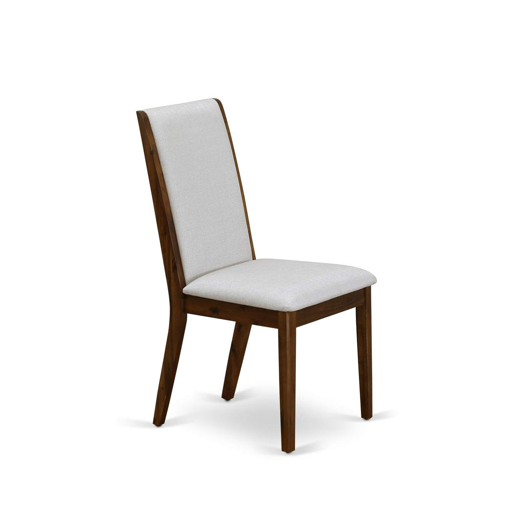 9 Piece Walnut Dining Room Set with 8 Grey Linen Chairs I4886
