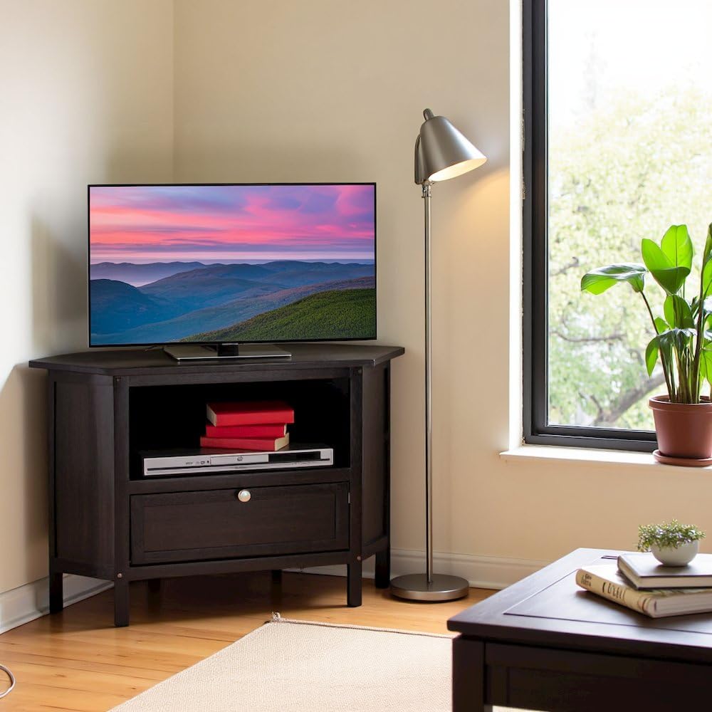 Solid Wood Corner TV Stand with Storage S93510