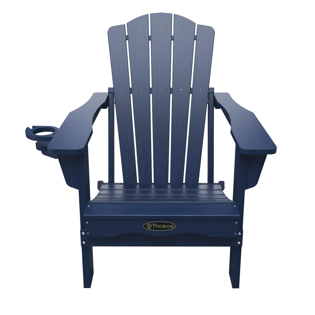 Folding Adirondack Chair Set of 2 HDPE All-Weather Outdoor Chair D619674