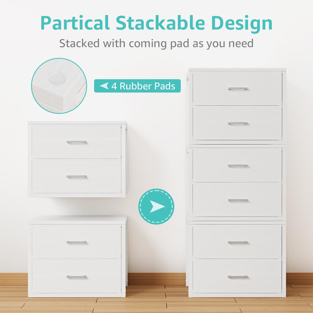 White 2 Drawer Fabric Storage Dresser Z16603
