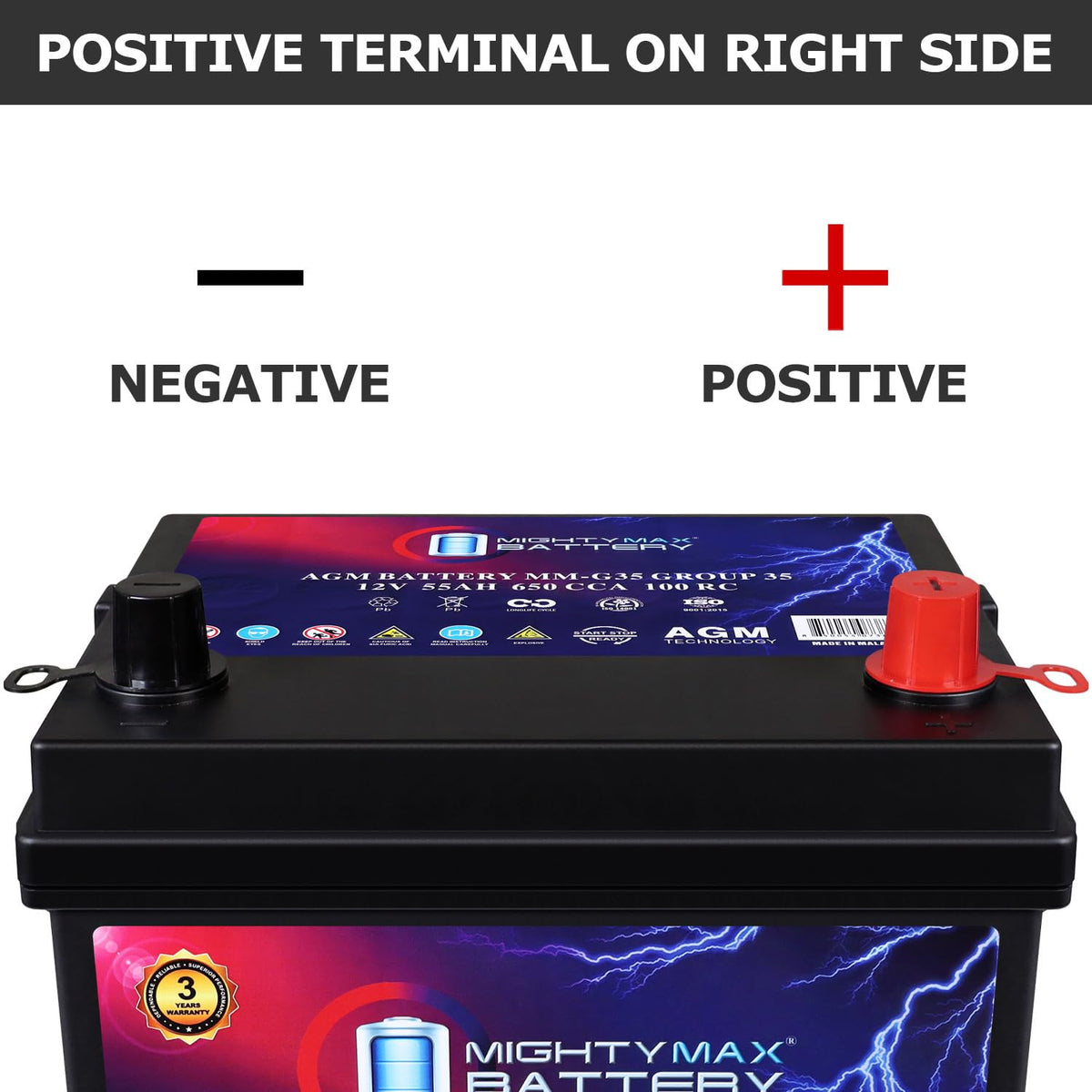 12V 55Ah AGM Replacement Battery W235028