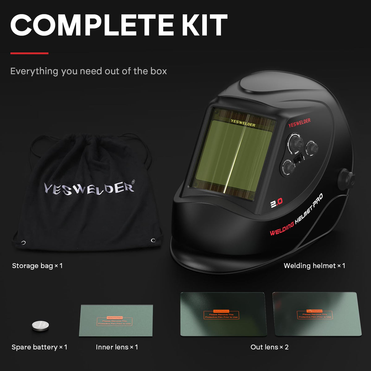 Auto Darkening Welding Helmet Large View F66796