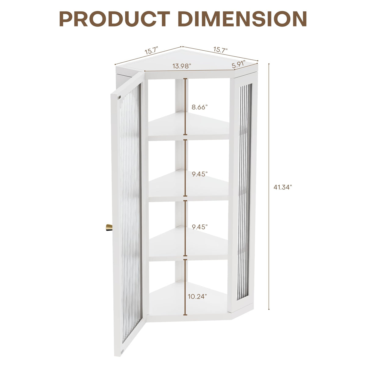 White Metal Corner Wall Cabinet with Glass Doors and Shelves K9521