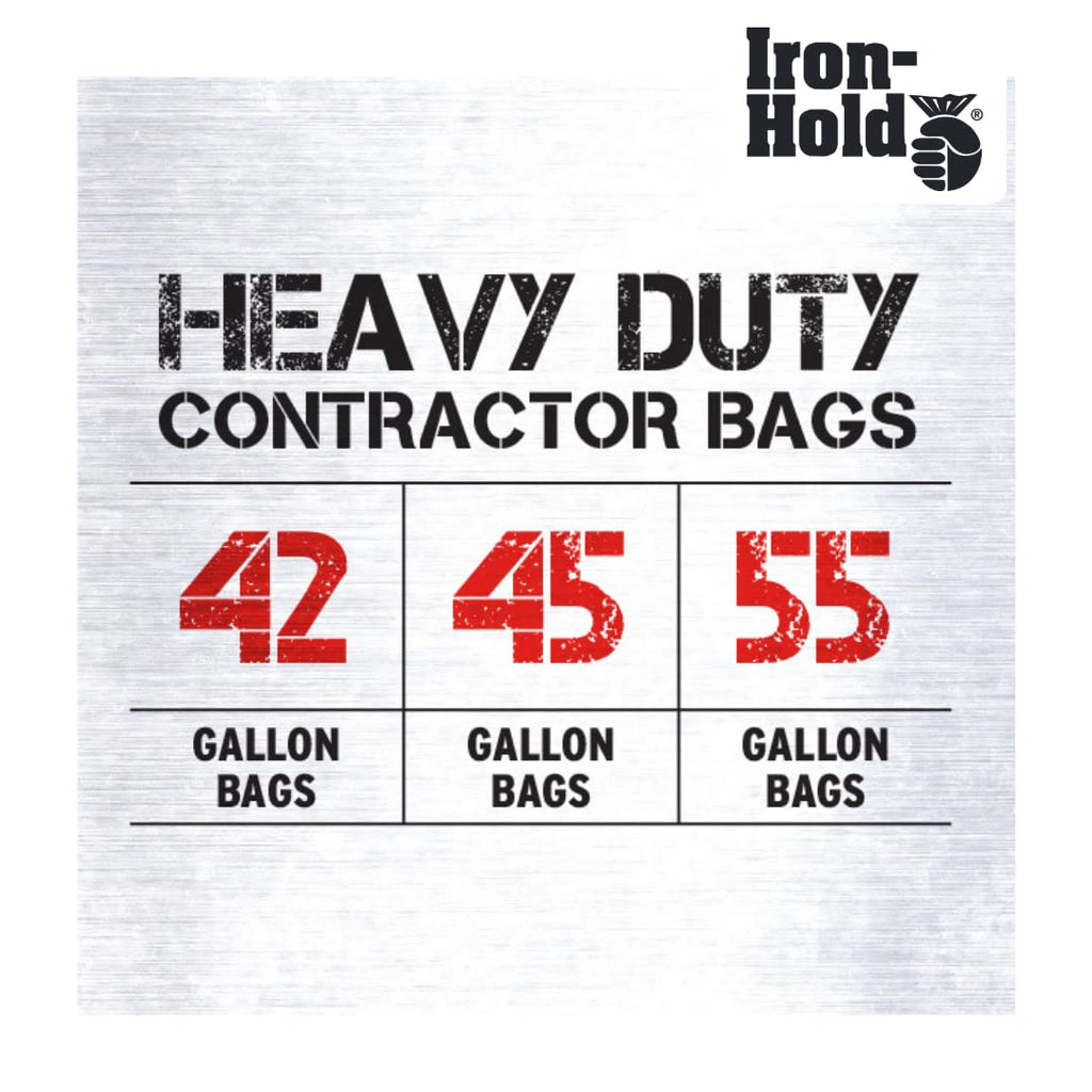 42 Gallon 20 Bags Black Heavy Duty Trash Bags F867884