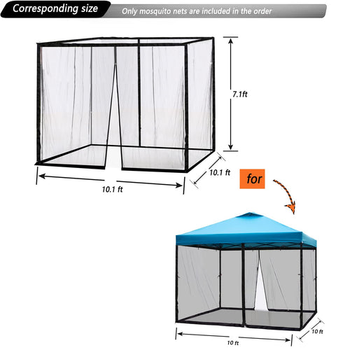 10x10 Mosquito Netting with Double Door Side Screen Black F877