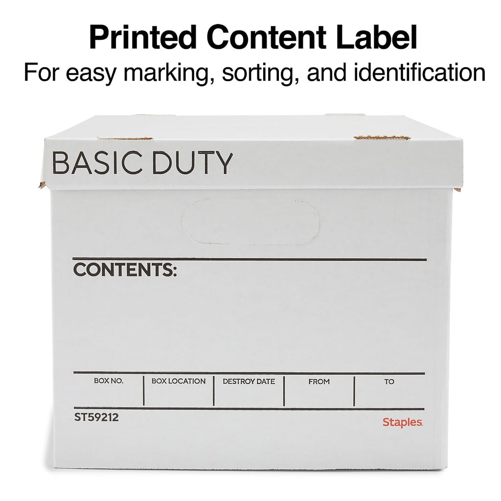 Storage & Filing Box with Handles & Removable Lid, Letter & Legal, Stackable, 20-Pack X292443
