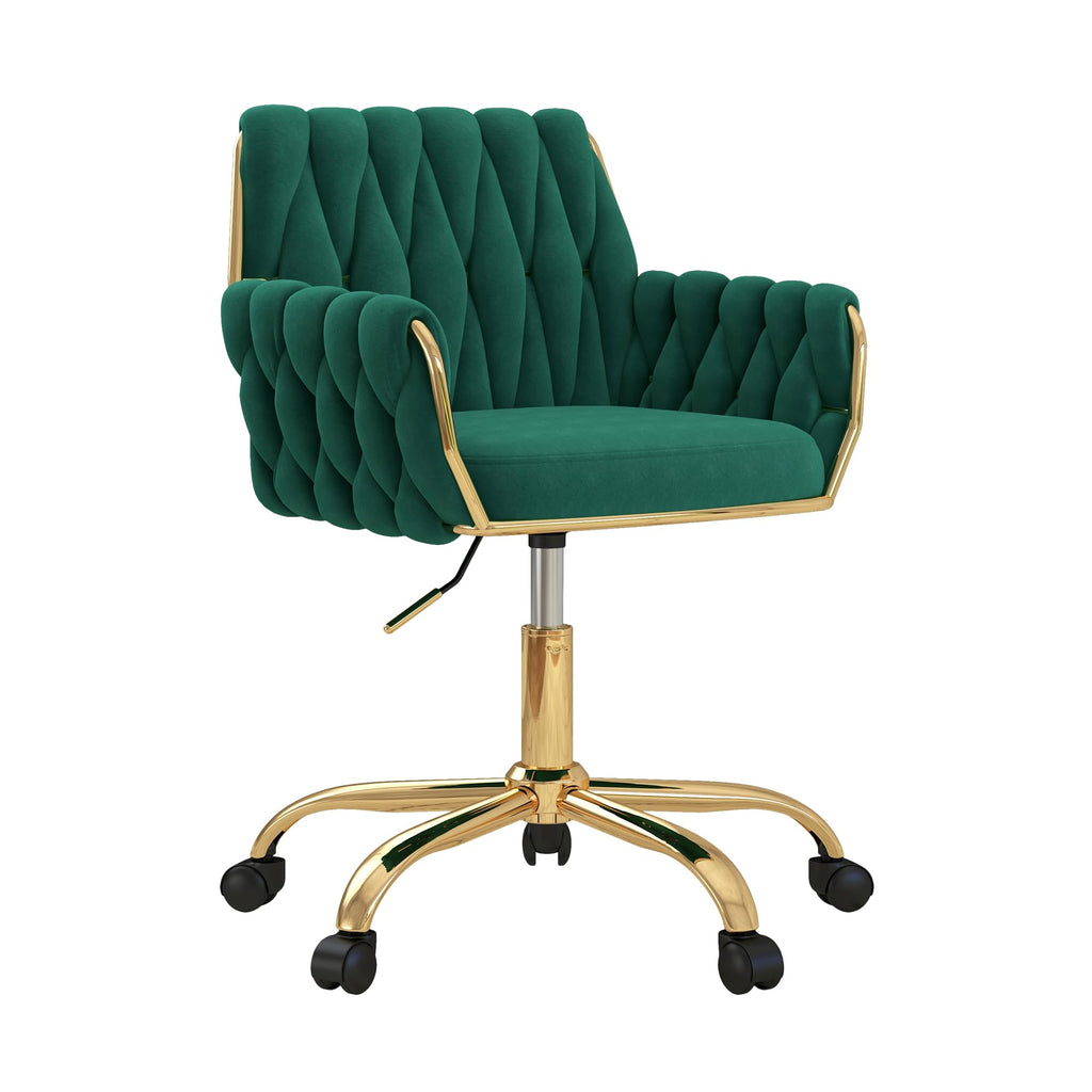 Green Velvet Height Adjustable Swivel Office Chair M749937