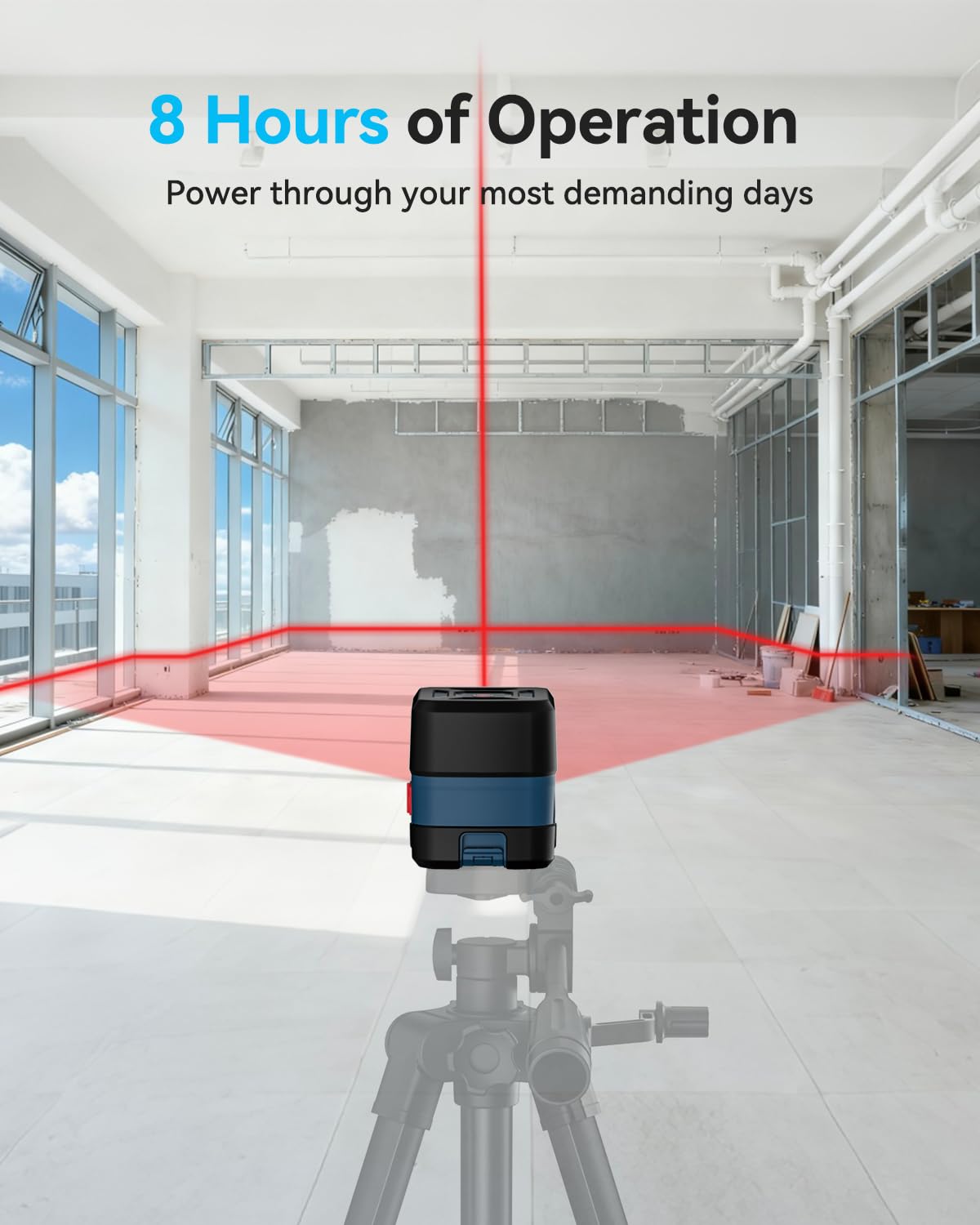 Cross Line Laser Level with Self-Leveling, Vertical and Horizontal Line, 360 Degree, Carrying Pouch, Battery Included J324