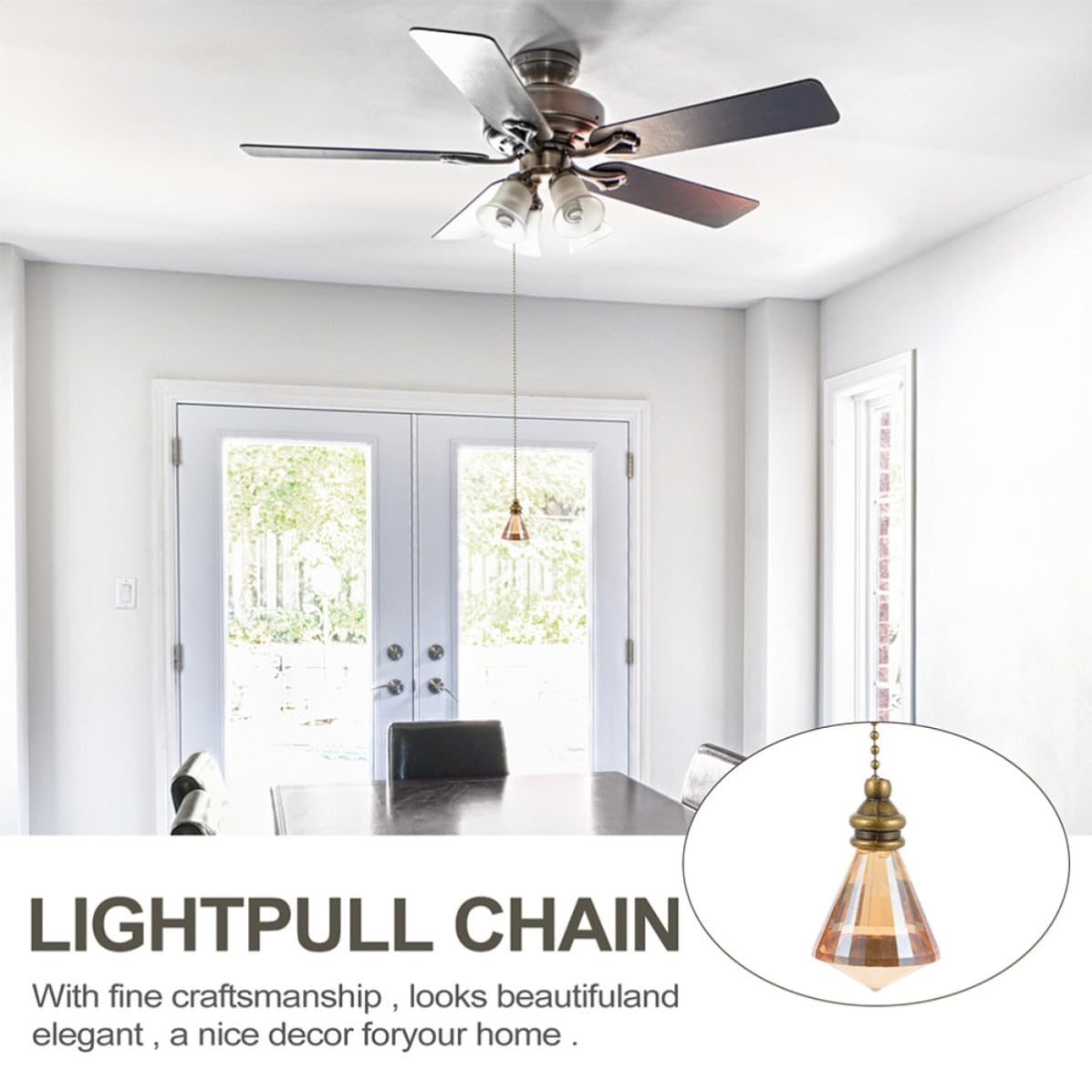 Ceiling Fan Pull Chain Crystal Pendant Y7106