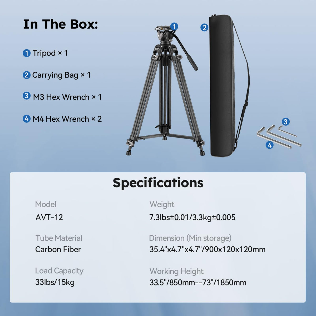 Carbon Fiber Heavy Duty Video Tripod F20459