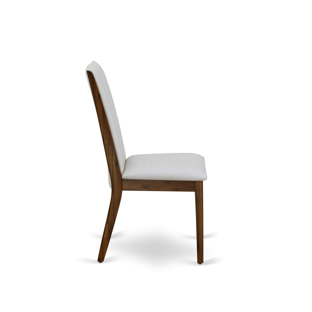 9 Piece Walnut Dining Room Set with 8 Grey Linen Chairs I4886
