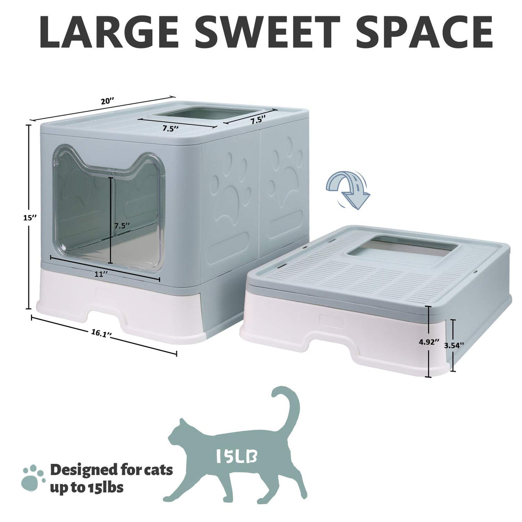 Foldable Enclosed Cat Litter Box with Lid and Litter Scoop N871