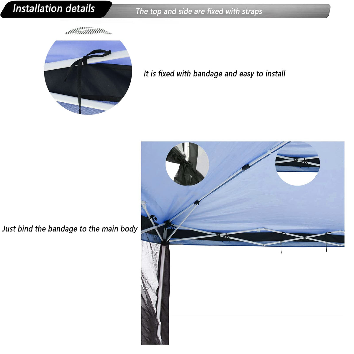 10x10 Mosquito Netting with Double Door Side Screen Black F877