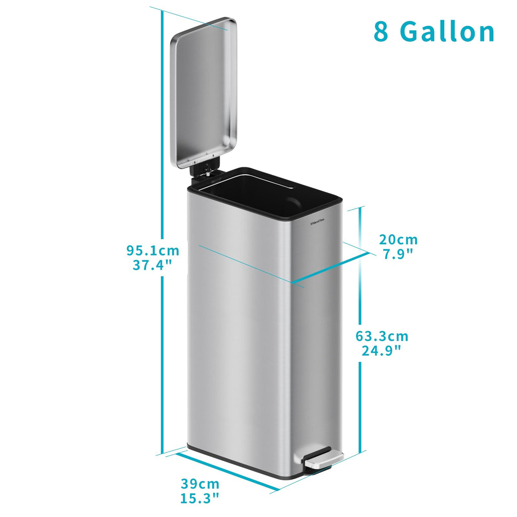 8 Gallon Stainless Steel Trash Can with Soft Close Lid P516575