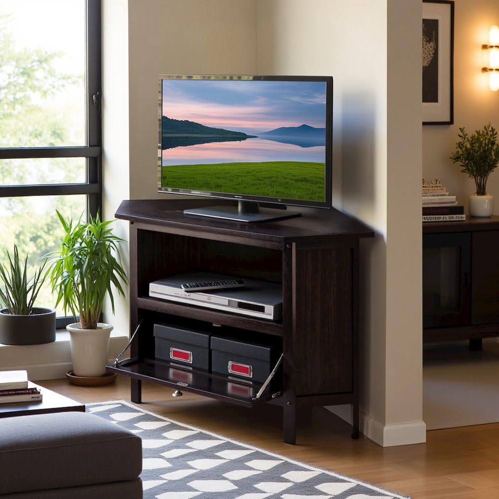 Solid Wood Corner TV Stand with Storage S93510