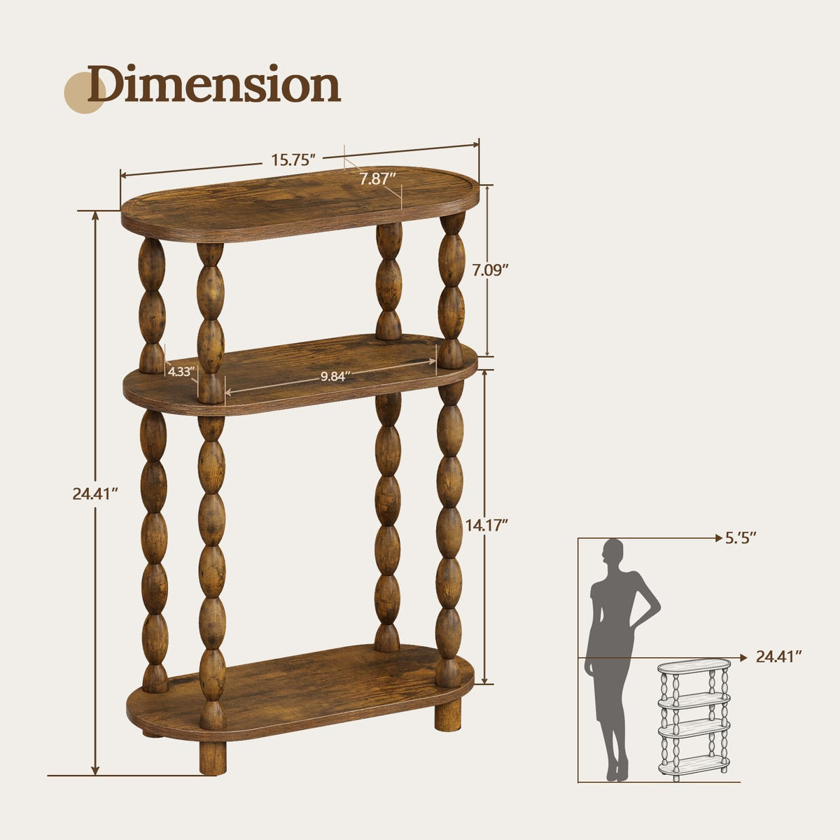 Narrow 3-Tier End Table W62919