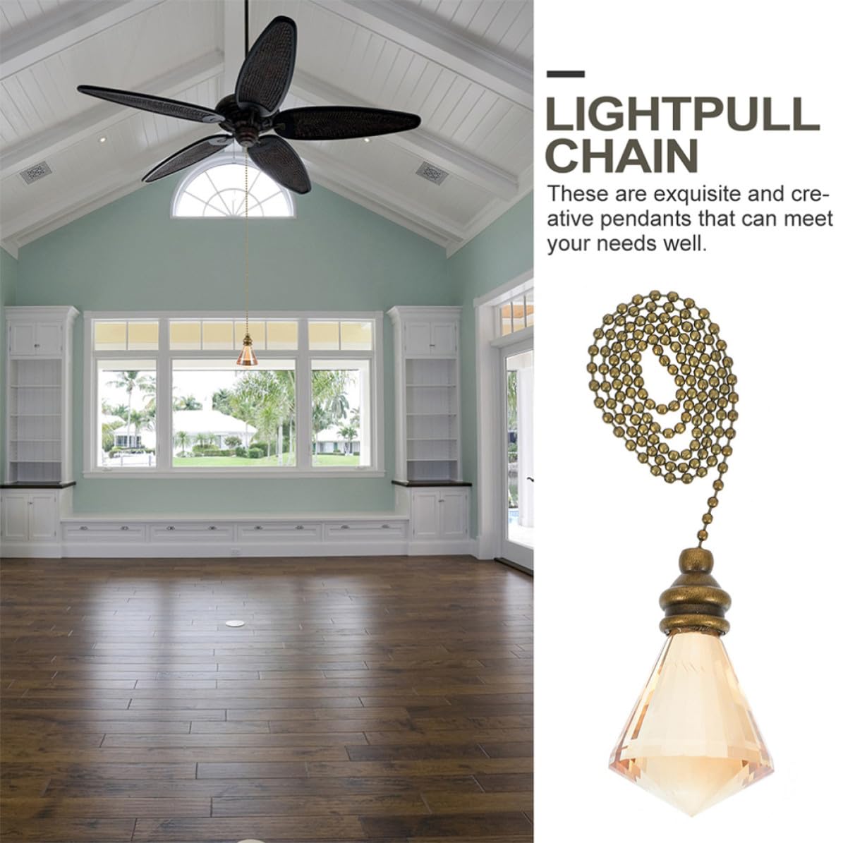 Ceiling Fan Pull Chain Crystal Pendant Y7106