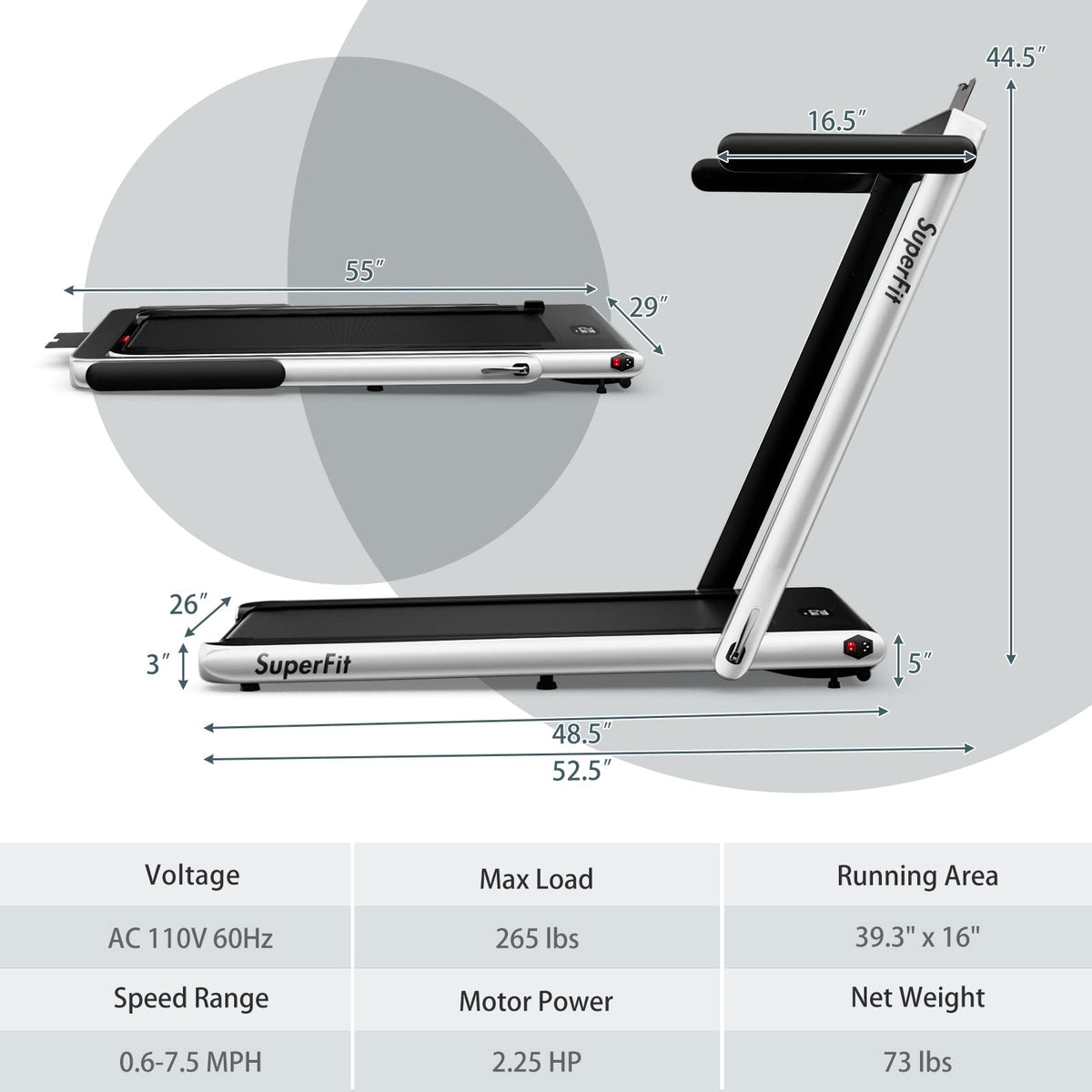 2 in 1 Folding Electric Treadmill Z466
