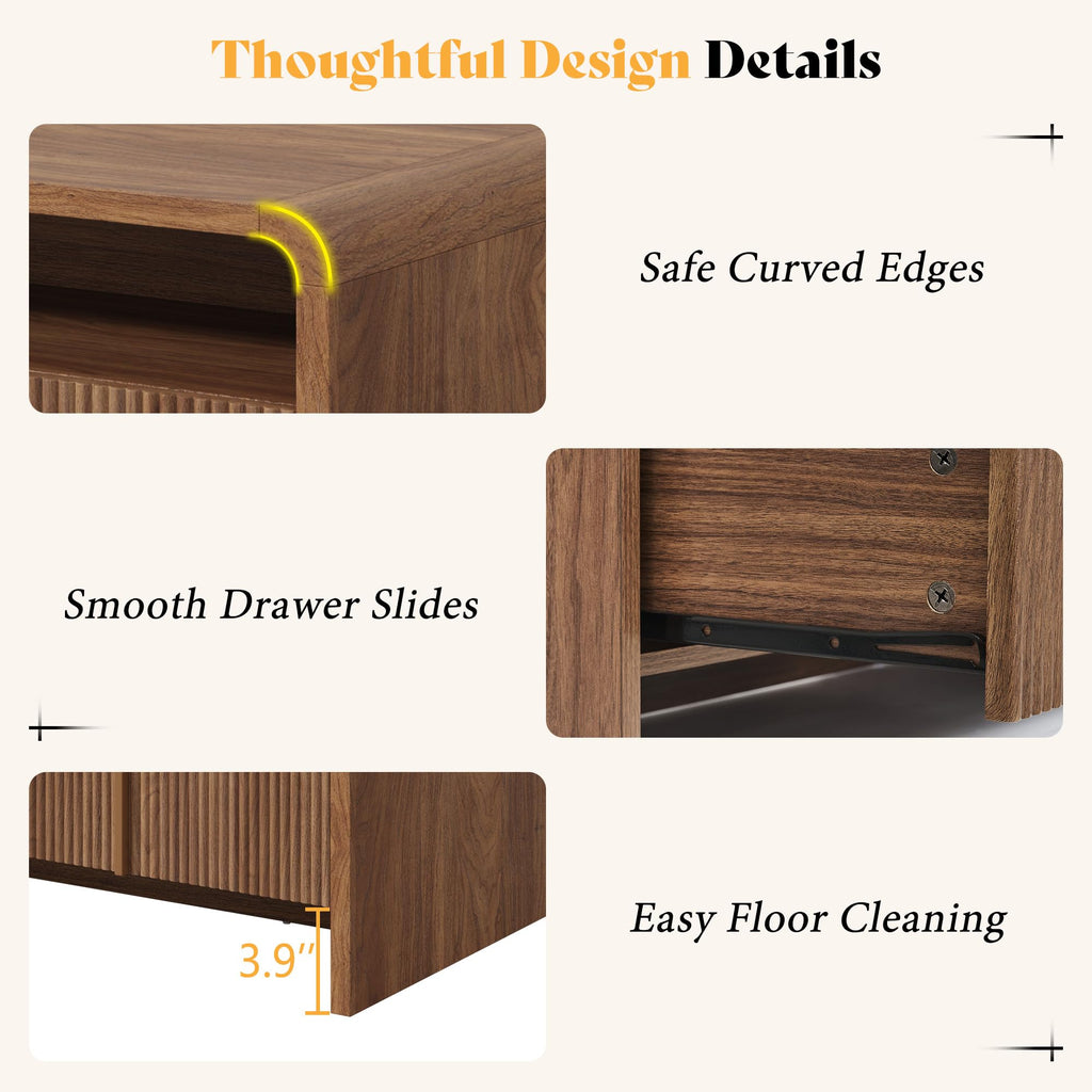 Fluted Coffee Table with Storage X715