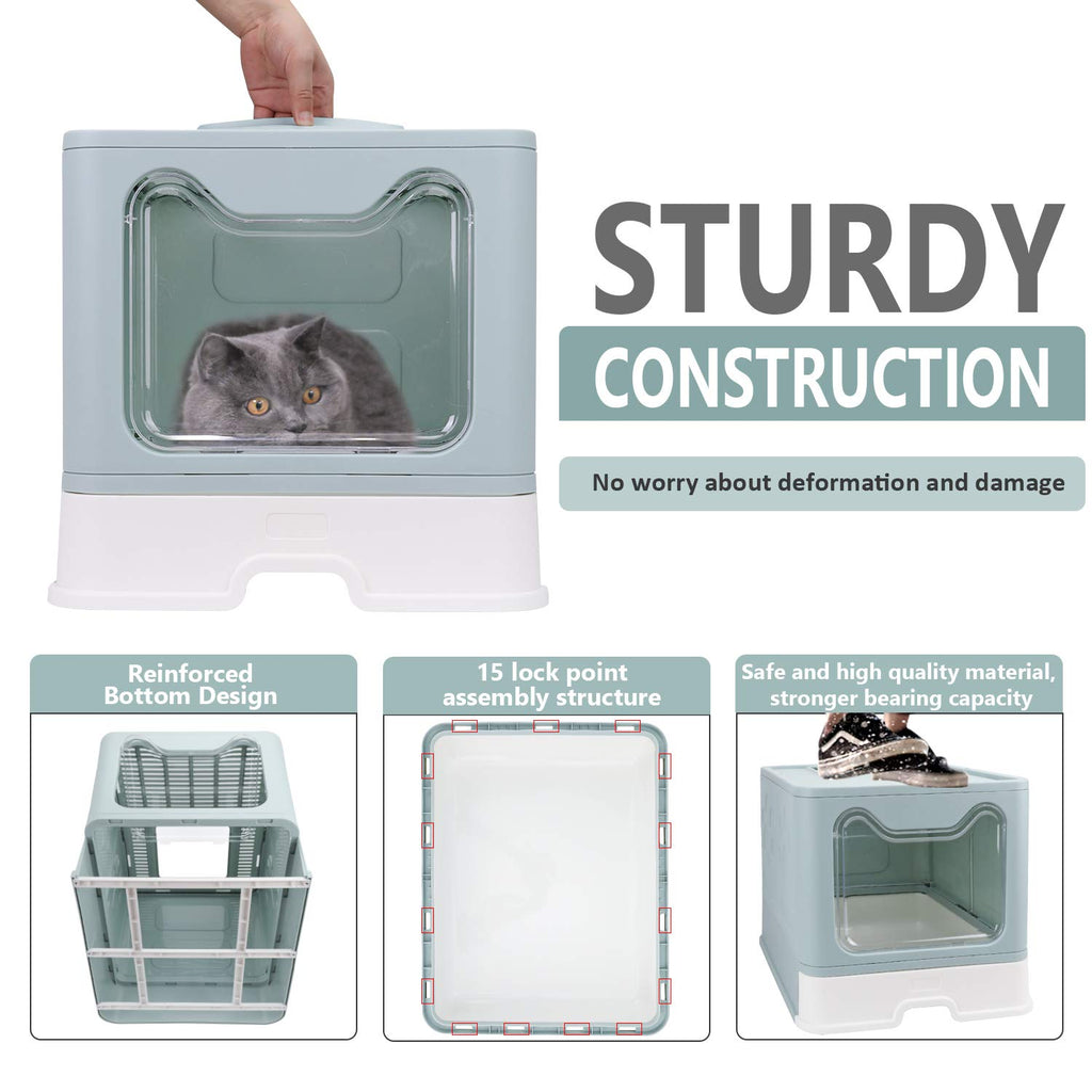 Foldable Enclosed Cat Litter Box with Lid and Litter Scoop N871