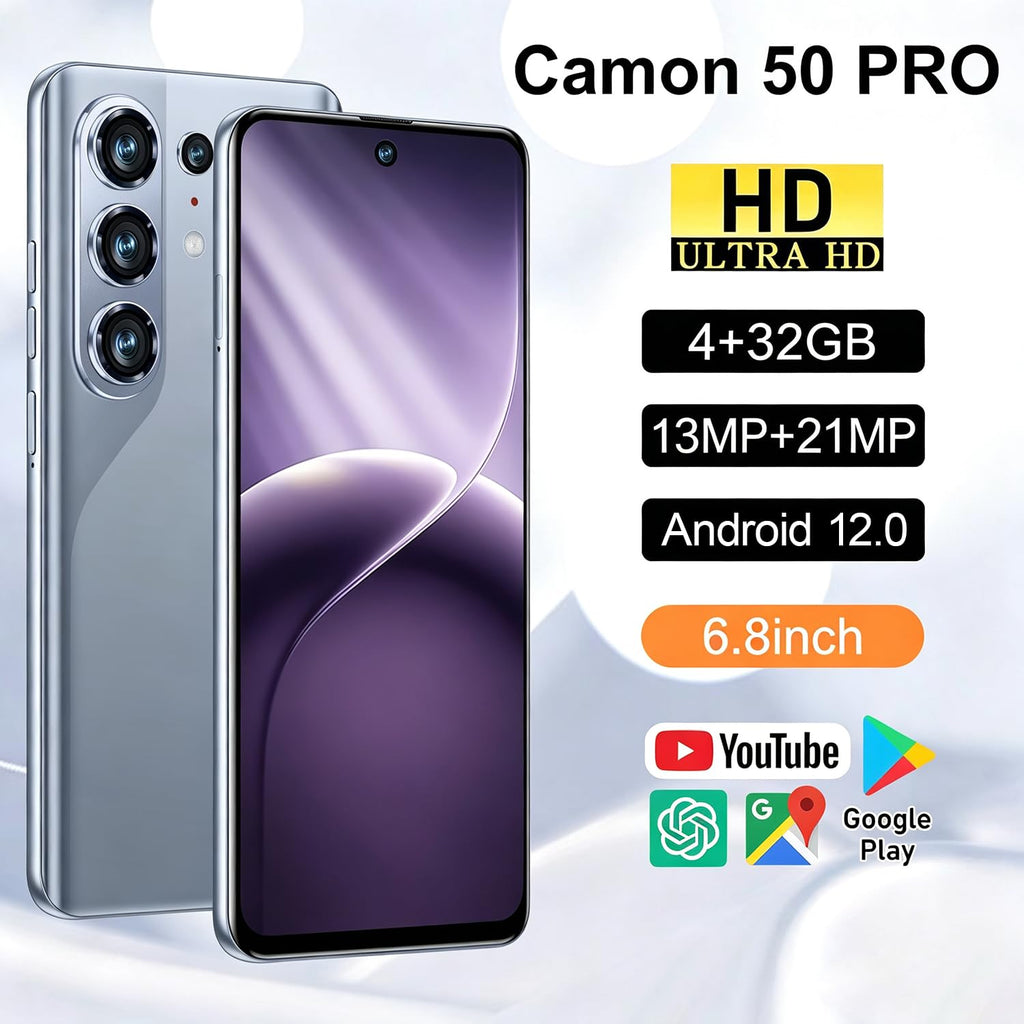 4G Unlocked Smartphone, 6.8'' HD Screen, 4GB+32GB, 13MP+21MP Dual Camera, Android 12.0 (Black) I319