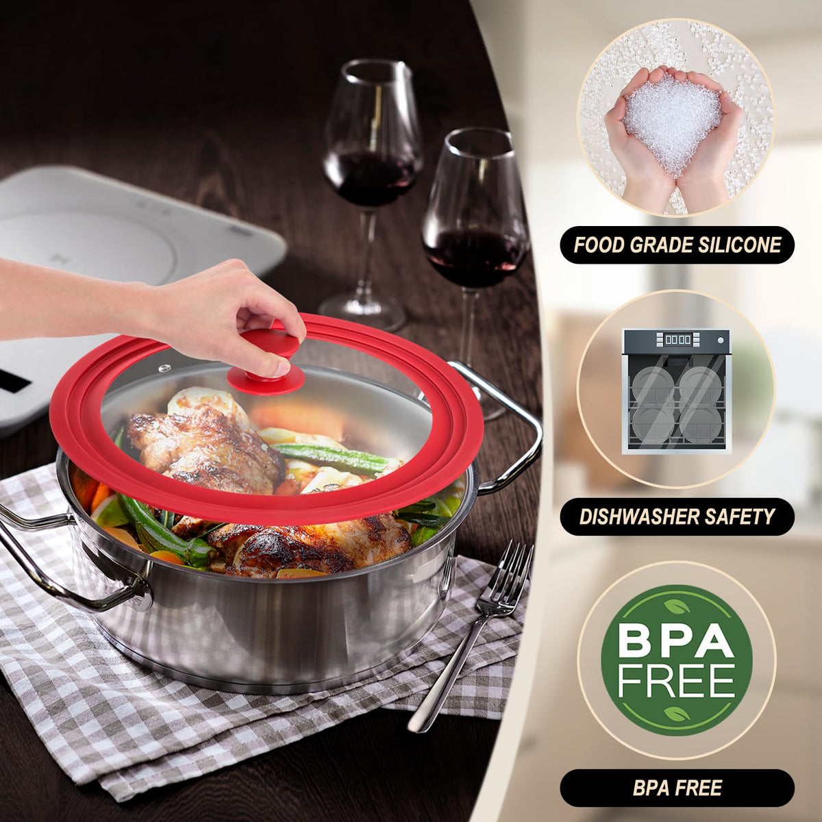 Universal Tempered Glass Pan Lid with Silicone Edge E51501