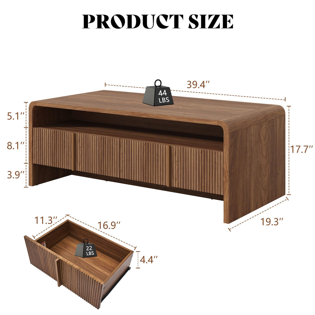 Fluted Coffee Table with Storage X715