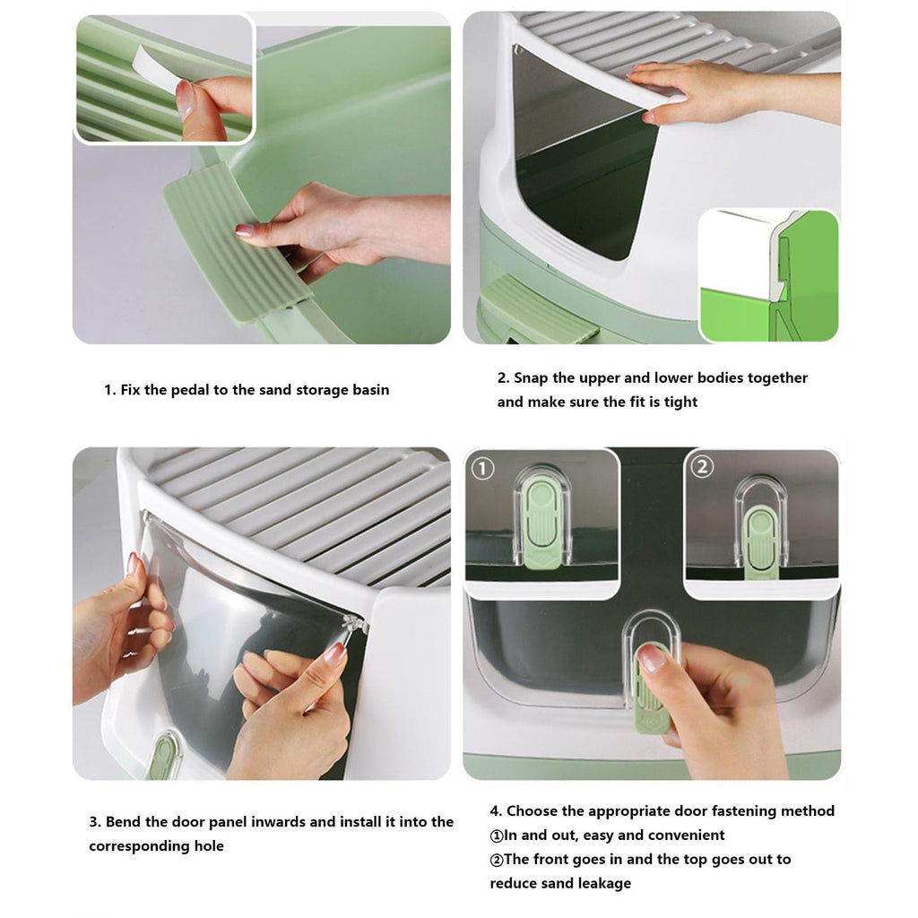 Enclosed Plastic Cat Litter Box with Lid and Scoop V879