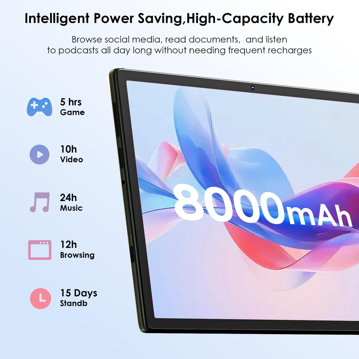 10.1 inch Android 15 Tablet with Drop-proof Case Blue V357126