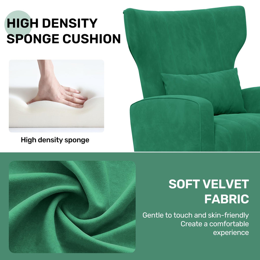 Velvet Accent Chair Set of 2 Wingback Green Y5377