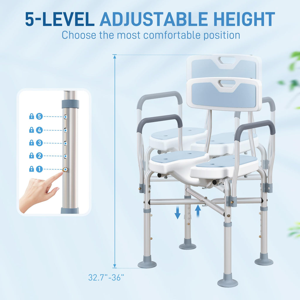 Padded Shower Chair with Arms and Back Y812969