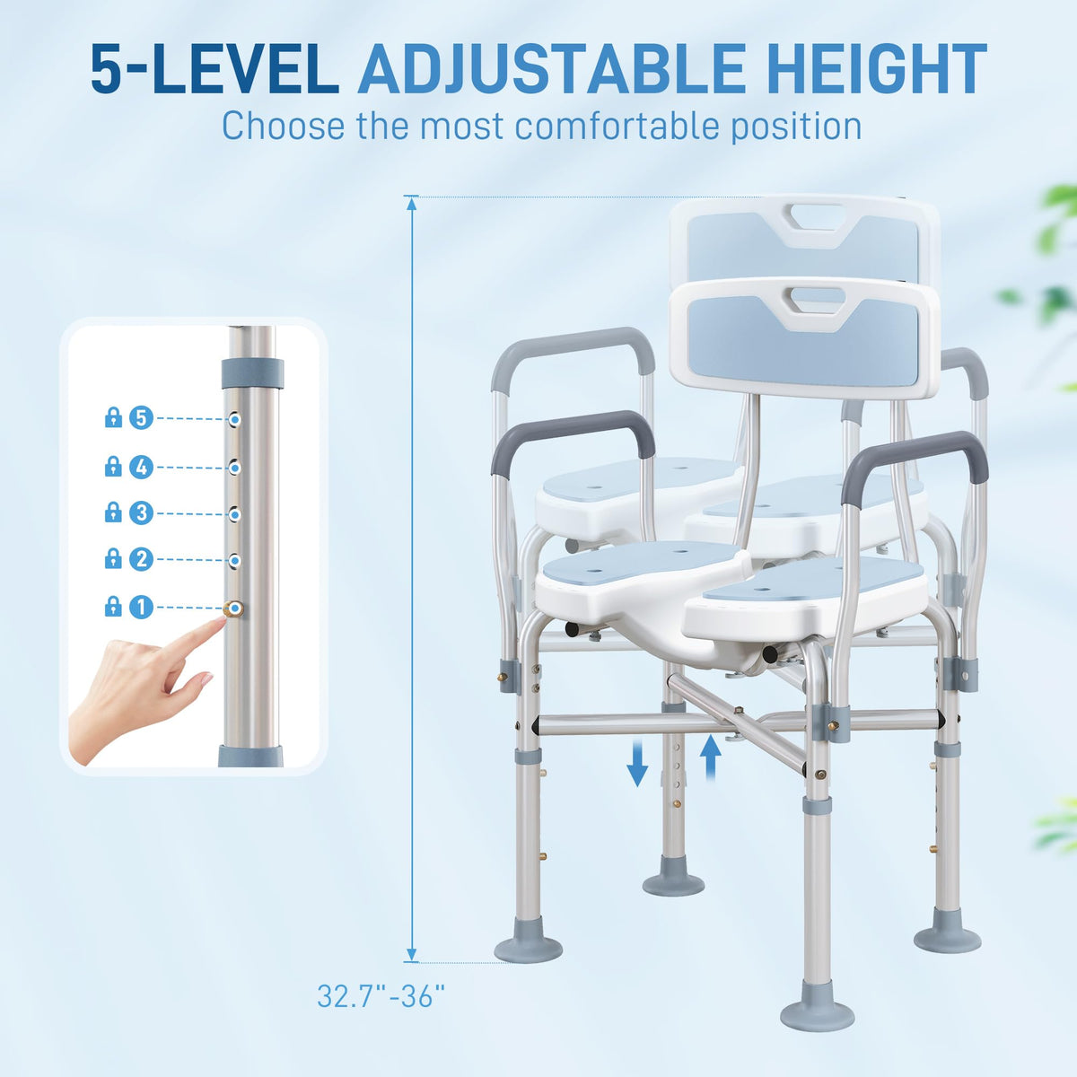 Padded Shower Chair with Arms and Back Y812969
