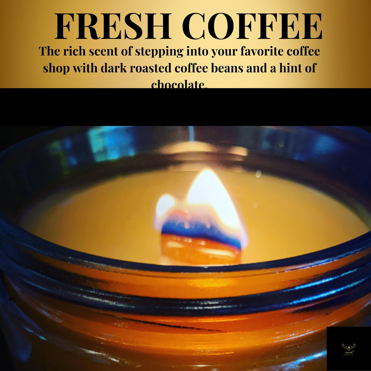 Soy Candle with Wood Wick in Amber Glass Jar S359265